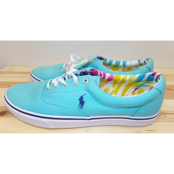 Polo Ralph Lauren Keaton Pony Shoe Sneakers Mens Blue Size 14 Tie Dye Inner NEW - Picture 1 of 9